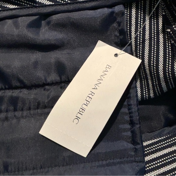 BANANA REPUBLIC Sz 12P Sloan Navy and White Slim Leg Ankle Length Trousers NEW - Picture 10 of 11